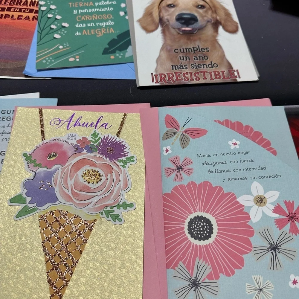 10 Spanish Elegant Gold and Cream Anniversary and Wedding Cards